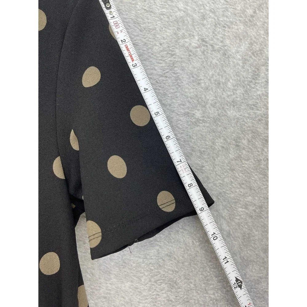ZARA Women's Blouse Short Sleeve Polka Dot Peplum Black Brown Size Medium - Picture 4 of 8